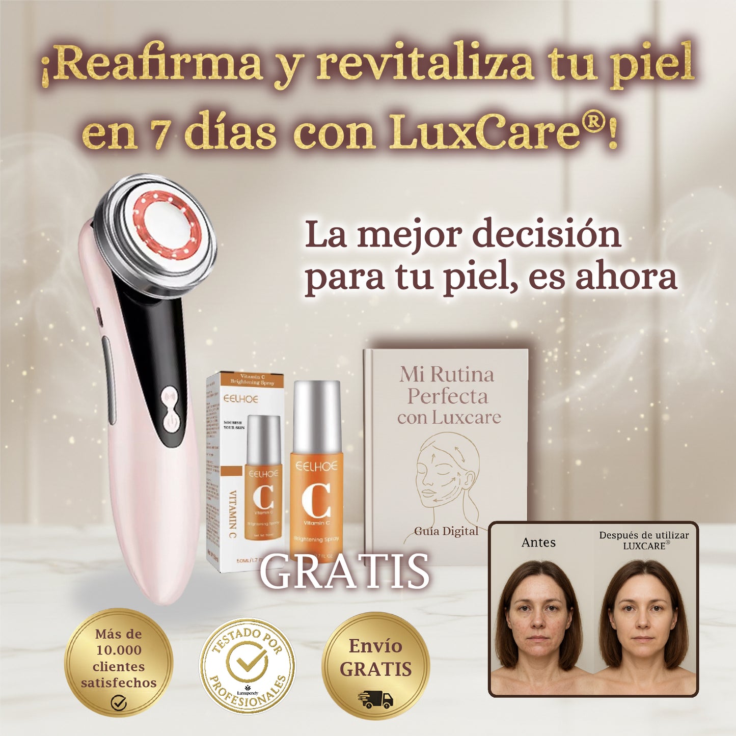 Reafirma tu piel en 7 días con LuxCare® + Serum Vitamina C GRATIS