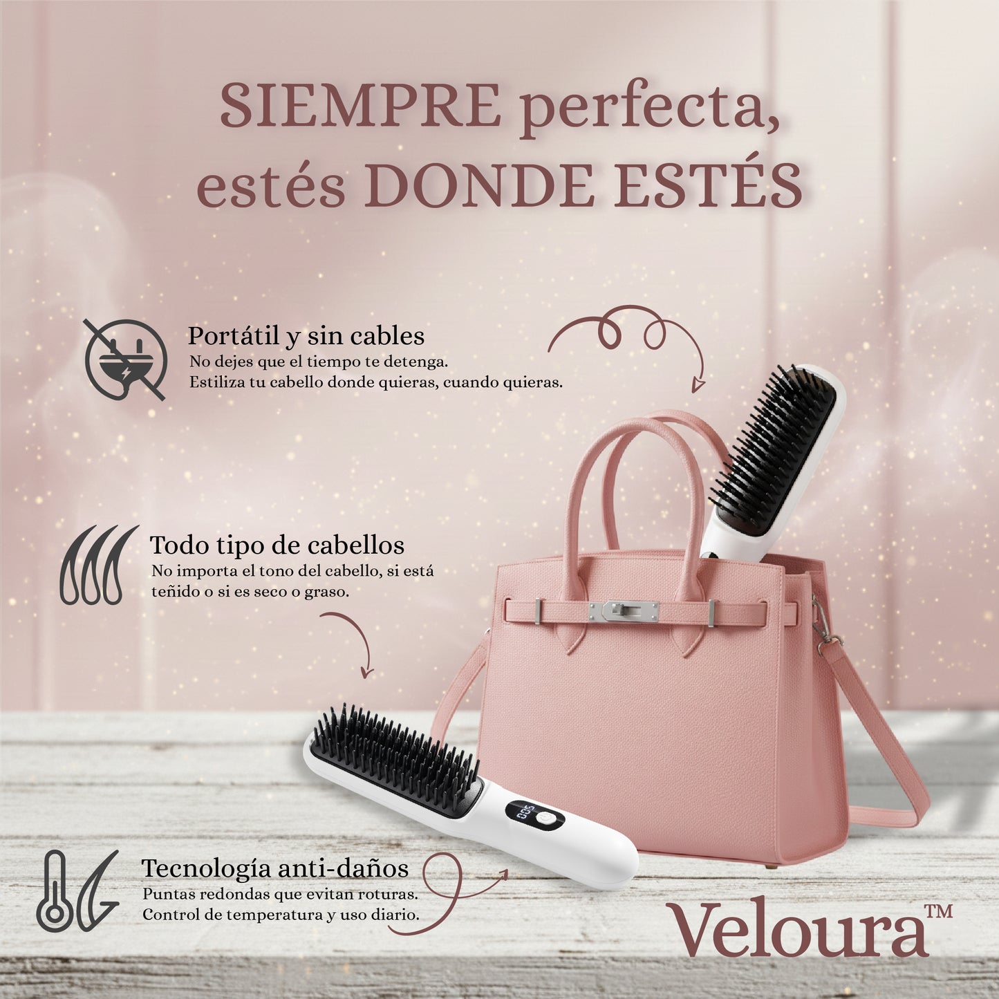 Cepillo alisador de Viaje - Veloura™